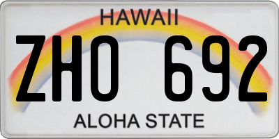 HI license plate ZHO692
