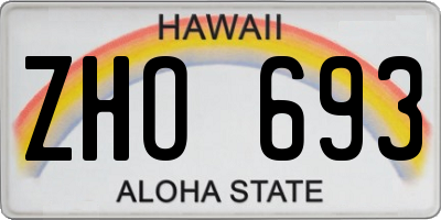 HI license plate ZHO693