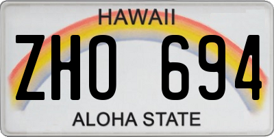 HI license plate ZHO694
