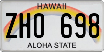 HI license plate ZHO698