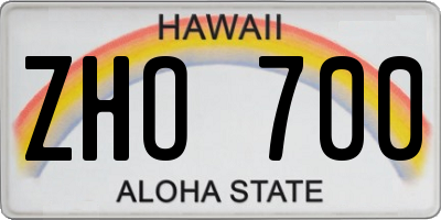 HI license plate ZHO700