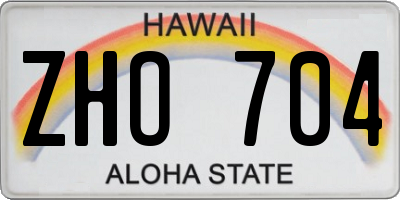 HI license plate ZHO704