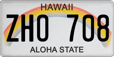 HI license plate ZHO708