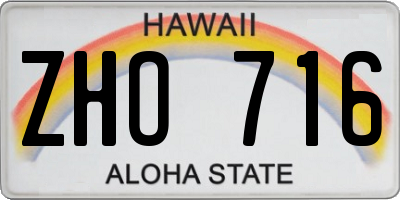 HI license plate ZHO716