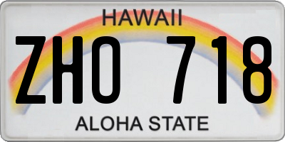 HI license plate ZHO718