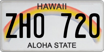 HI license plate ZHO720