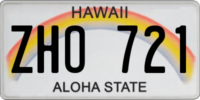 HI license plate ZHO721