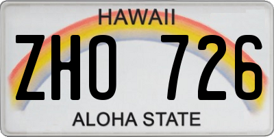 HI license plate ZHO726