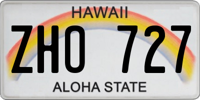 HI license plate ZHO727