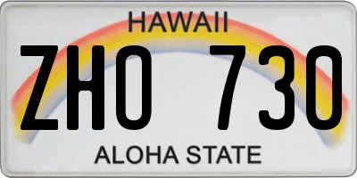 HI license plate ZHO730