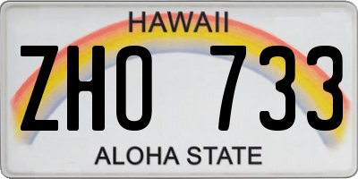HI license plate ZHO733