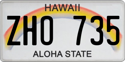 HI license plate ZHO735