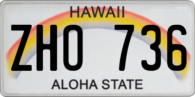 HI license plate ZHO736