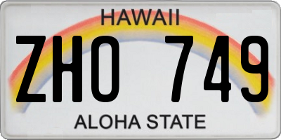 HI license plate ZHO749