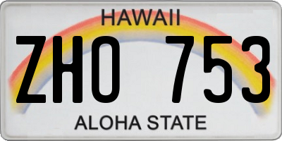 HI license plate ZHO753