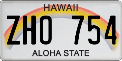 HI license plate ZHO754