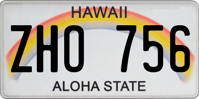 HI license plate ZHO756