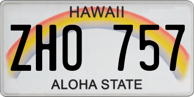 HI license plate ZHO757