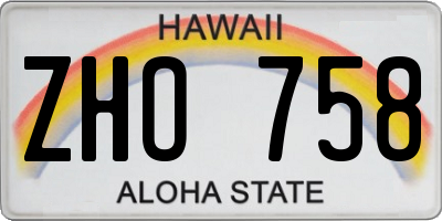 HI license plate ZHO758