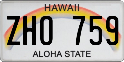 HI license plate ZHO759