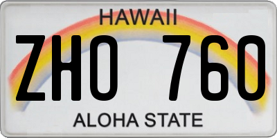 HI license plate ZHO760