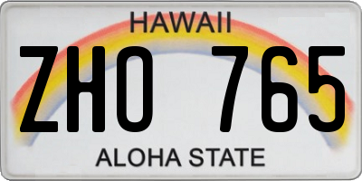 HI license plate ZHO765