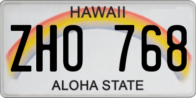HI license plate ZHO768