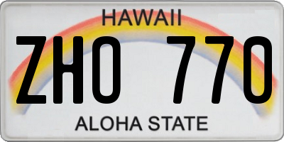 HI license plate ZHO770