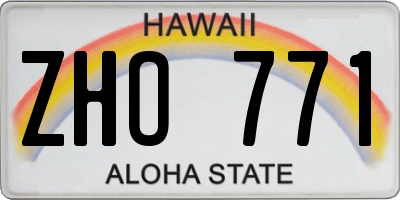 HI license plate ZHO771