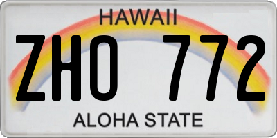 HI license plate ZHO772