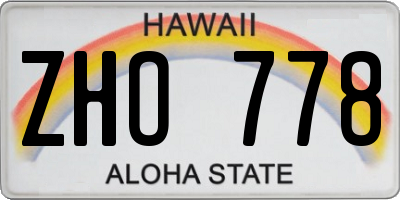 HI license plate ZHO778