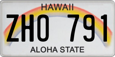 HI license plate ZHO791
