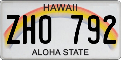 HI license plate ZHO792