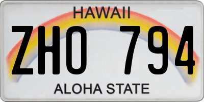 HI license plate ZHO794