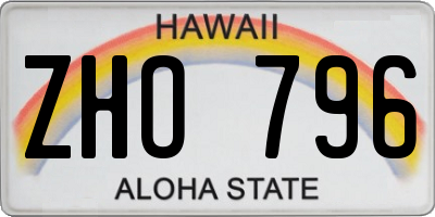 HI license plate ZHO796