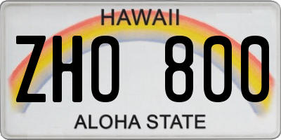 HI license plate ZHO800