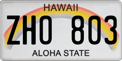HI license plate ZHO803