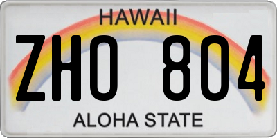 HI license plate ZHO804