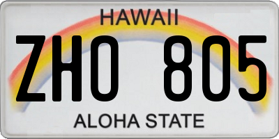 HI license plate ZHO805