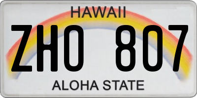 HI license plate ZHO807