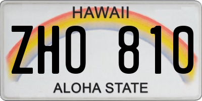 HI license plate ZHO810