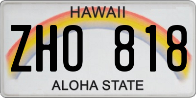 HI license plate ZHO818