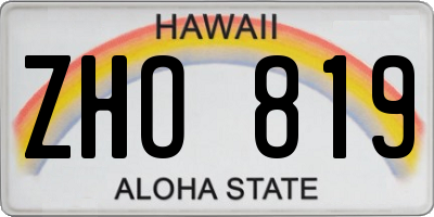HI license plate ZHO819
