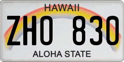 HI license plate ZHO830