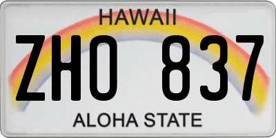 HI license plate ZHO837