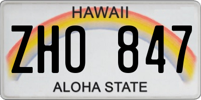 HI license plate ZHO847