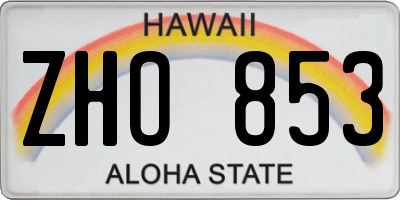 HI license plate ZHO853