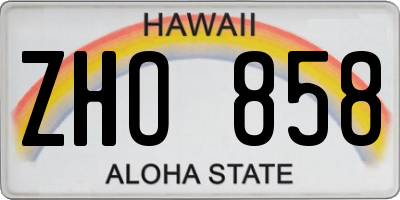 HI license plate ZHO858