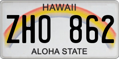 HI license plate ZHO862