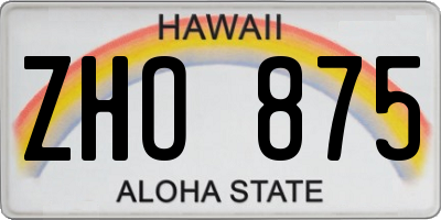 HI license plate ZHO875